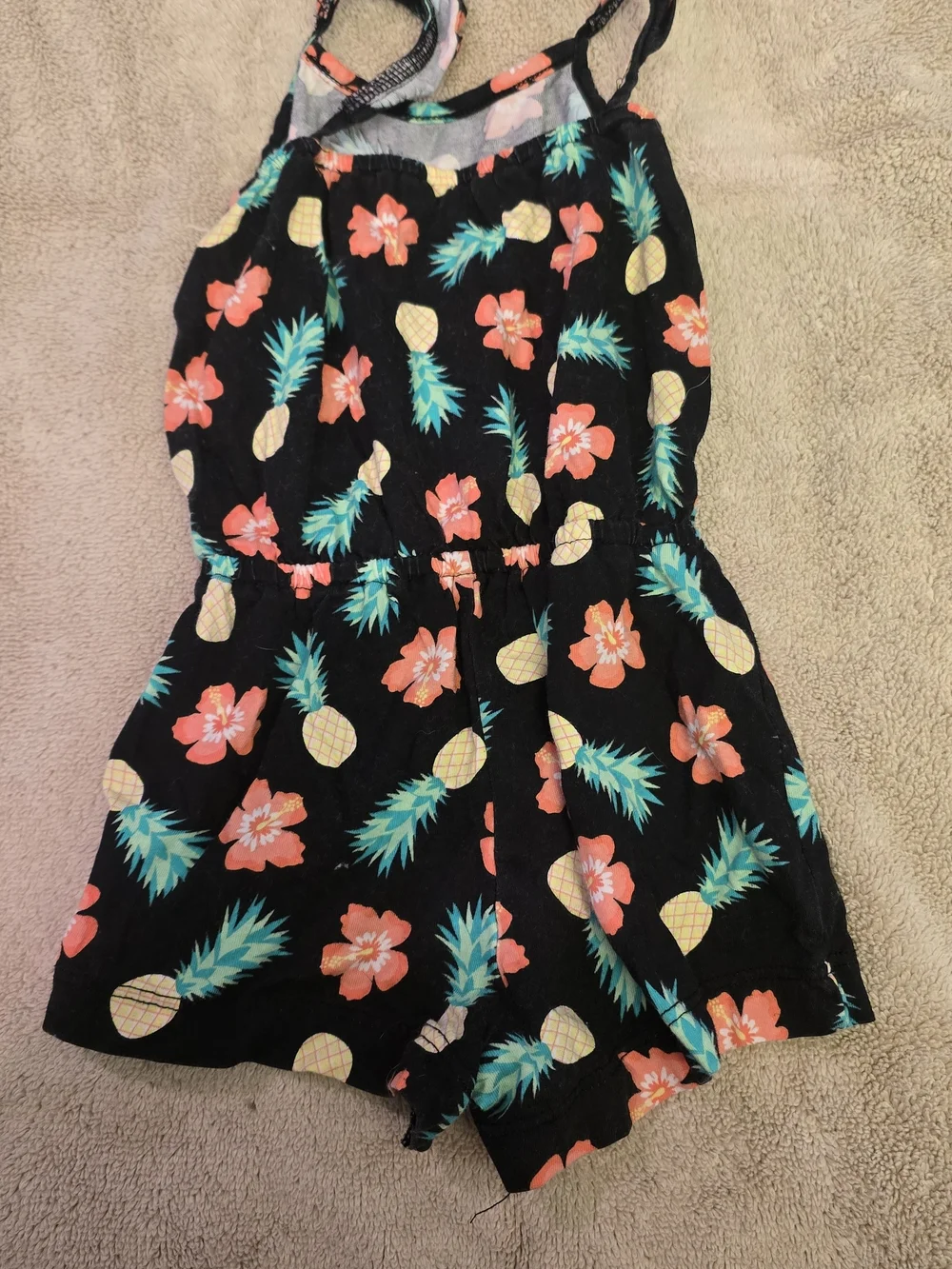The Children's Place Black Tropical Pineapple & Coral Floral Romper